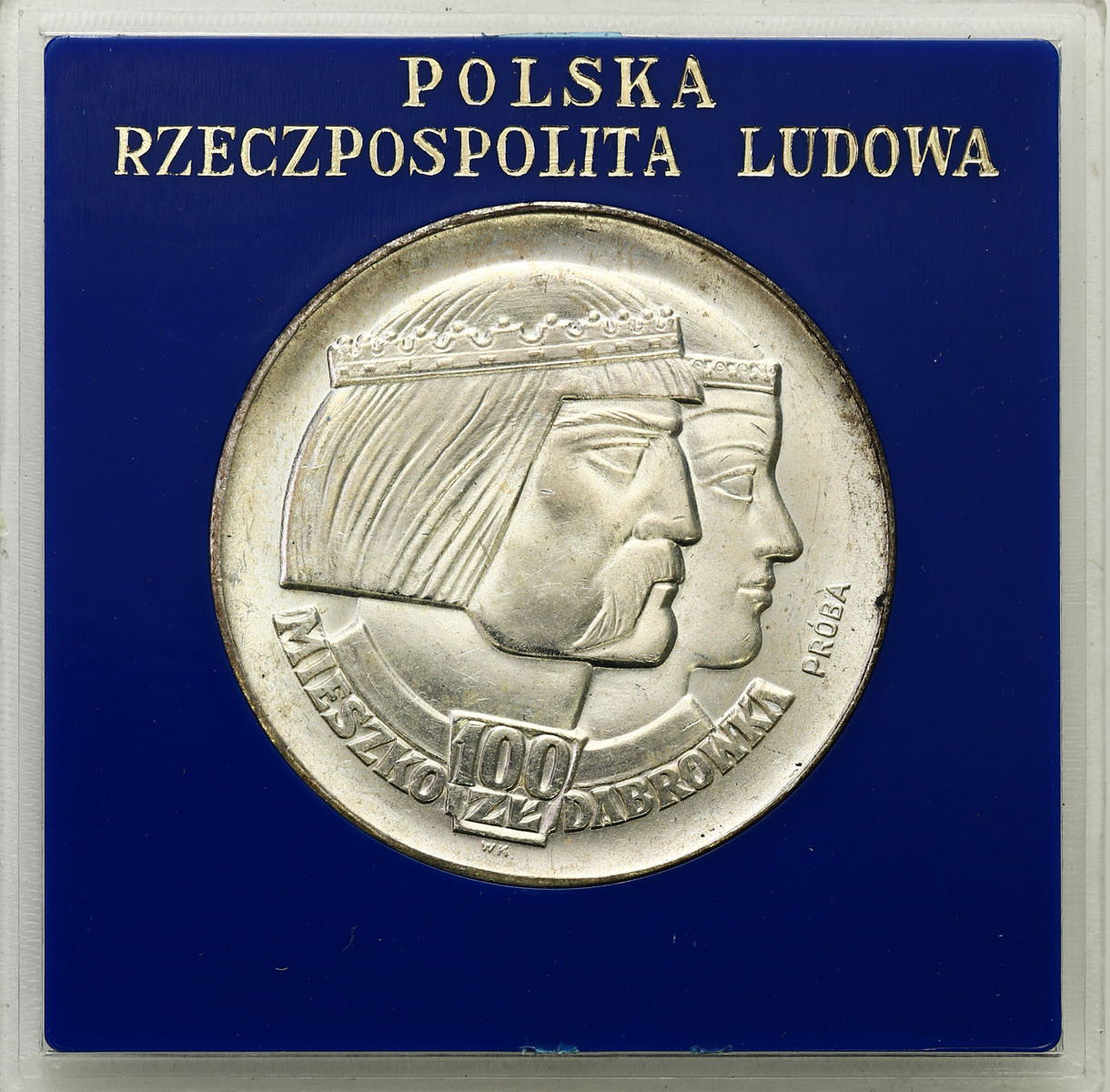 PRL PRÓBA srebro 100 złotych 1966, Warszawa Mieszko i Dąbrówka